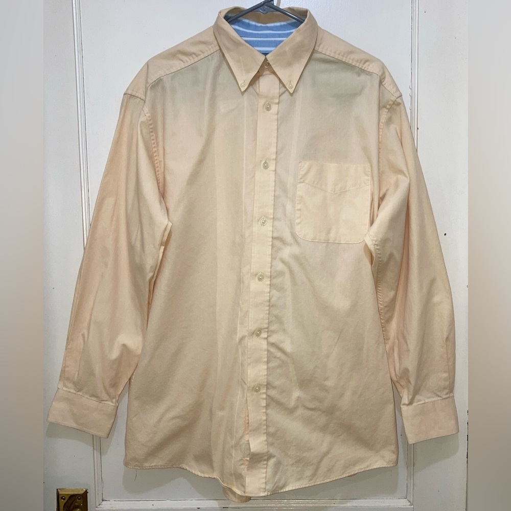 Talbots Men's Shirt‎ Button Down Size L Yellow Long Sleeve Chest Pocket Business